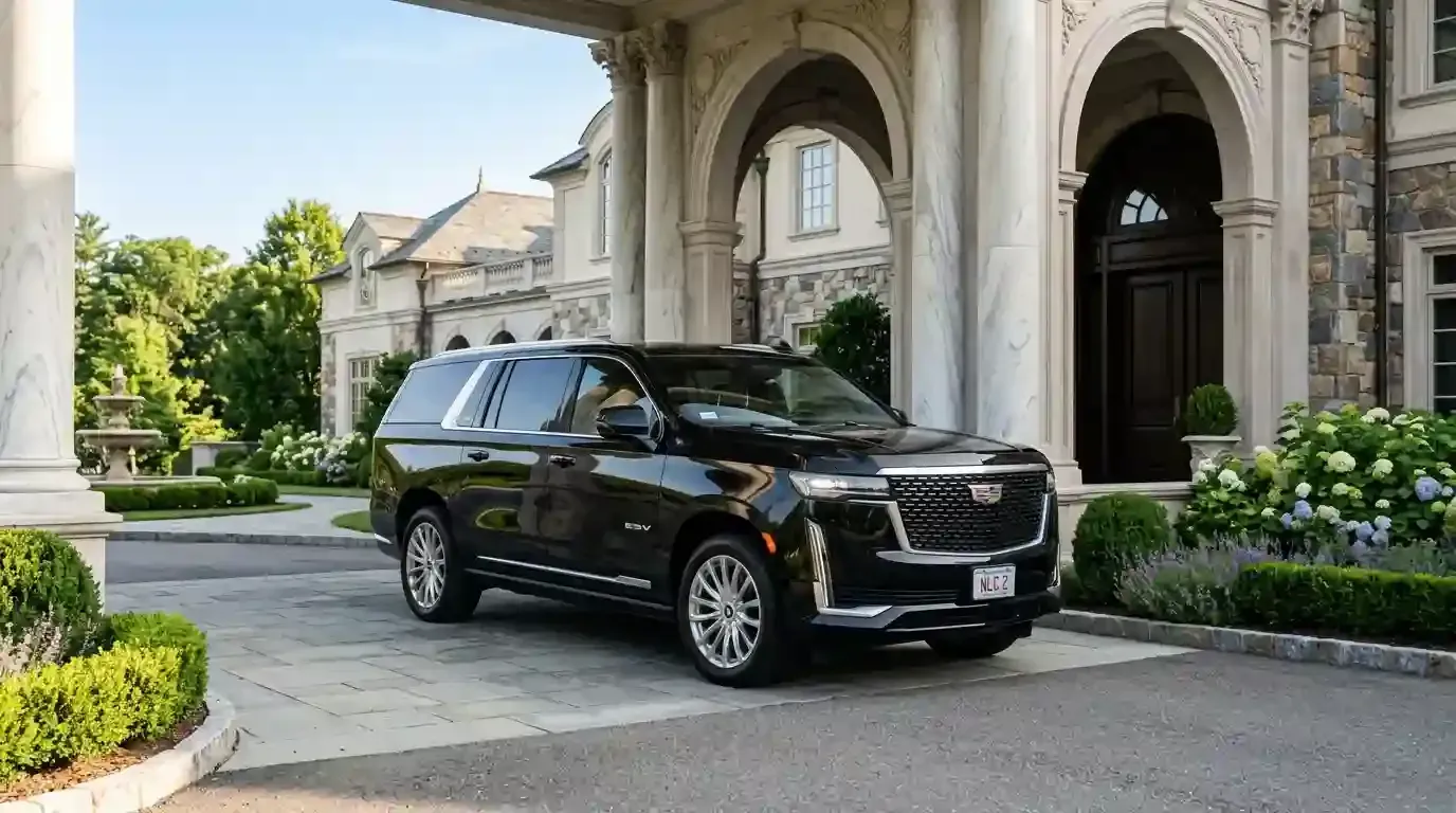 Cadillac Escalade executive SUV in arlington for luxury chauffeur, black car, and executive transportation service.

