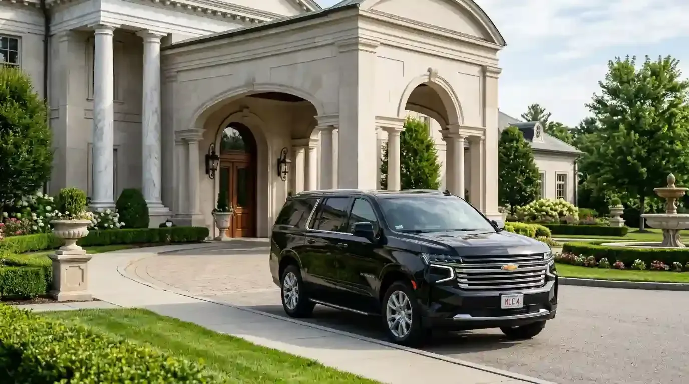 Chevrolet Suburban executive SUV parked in arlington for luxury chauffeur and black car service transportation.
