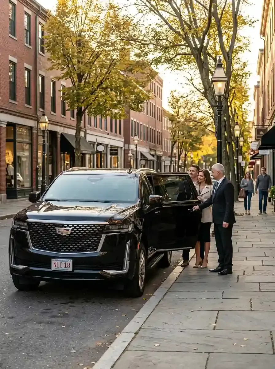 Luxury vehicle and professional chauffeur providing hourly transportation service in Weston, Massachusetts