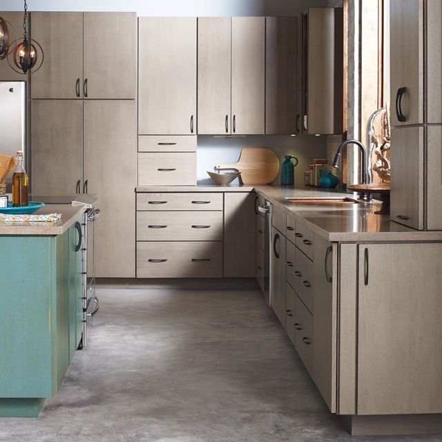 Transitional Walnut and Maple Kitchen Cabinets - Decora