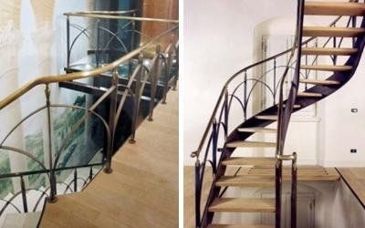 Ringhiera sagomata di una scala realizzata da Cesari srl di Recanati