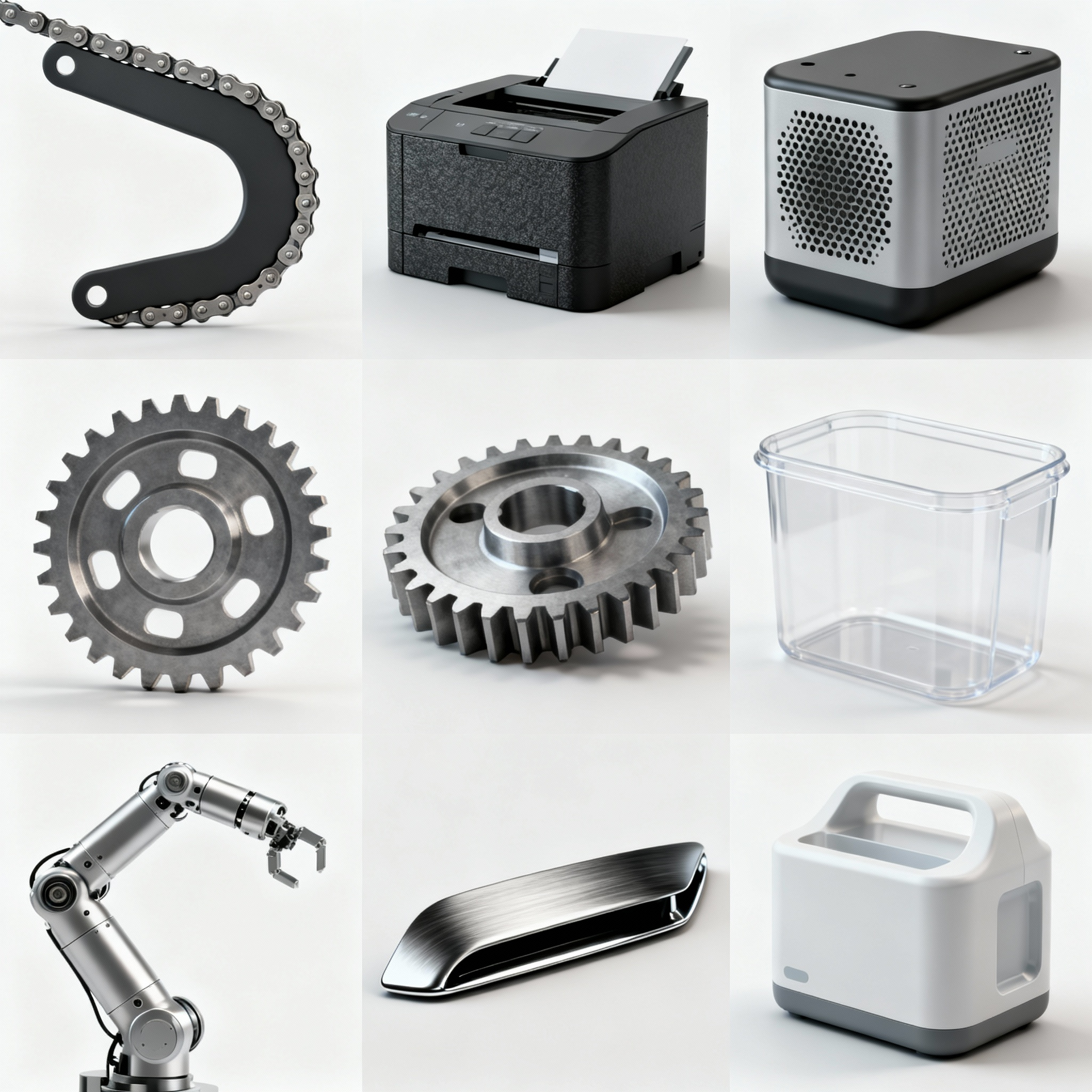 Assorted metal machine parts and consumer electronics.