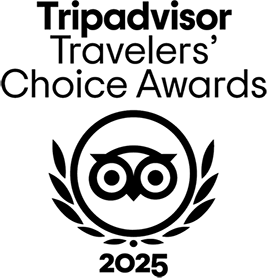 Tripadvisor Travelers' Choice Awards logo with an owl emblem and the year 2025.