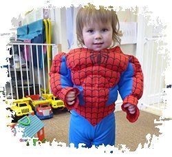 Baby in spiderman costume