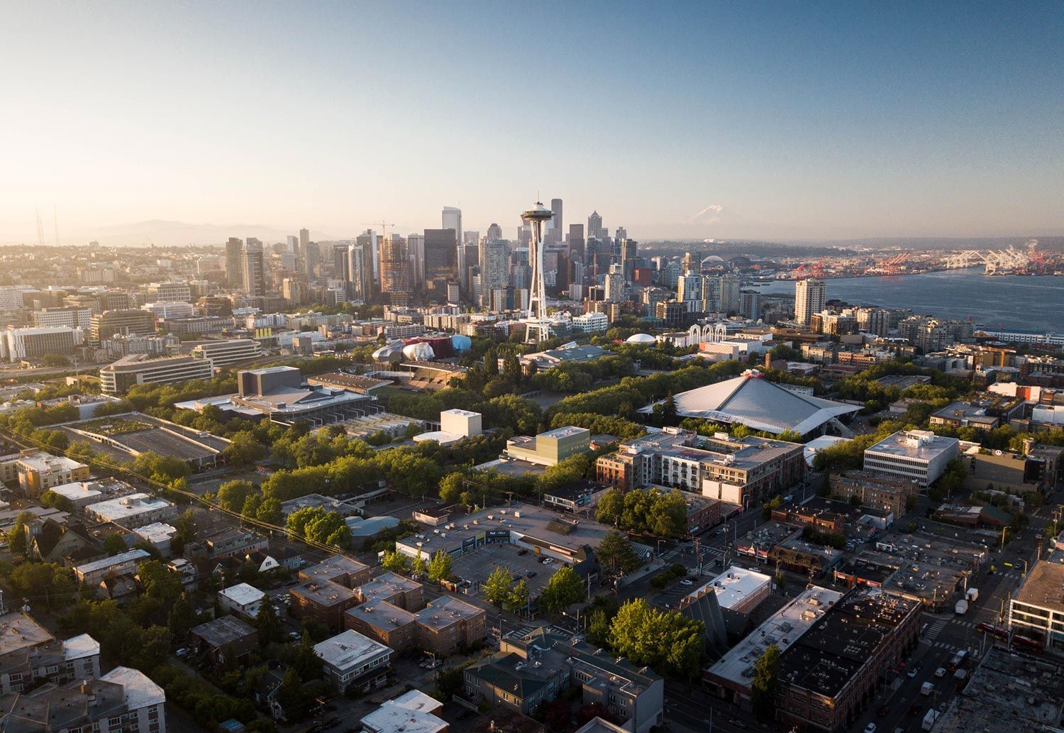 Aerial View of a City Skyline with Tall Buildings