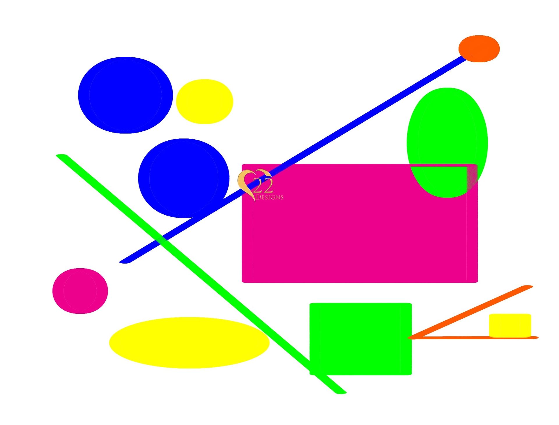 A bunch of colorful geometric shapes on a white background