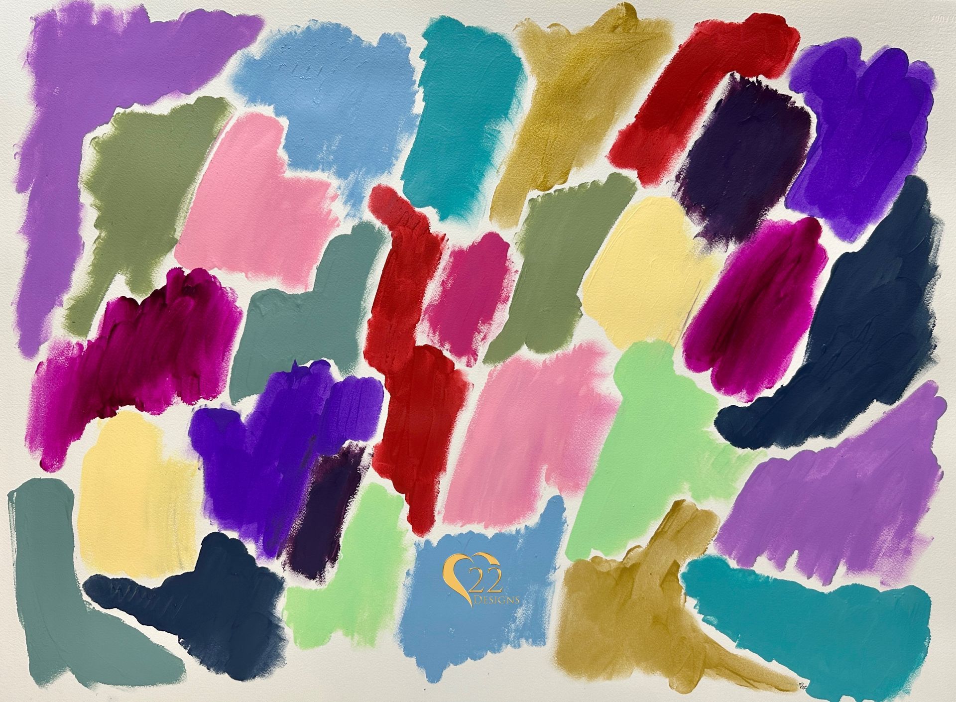 A painting with a lot of different colored brush strokes