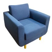 upholstered blue chair