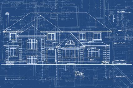 Wireframe blueprint of a residential house