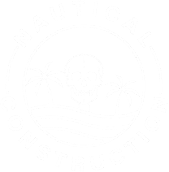 White-on-white logo of a circular design with text and shapes, mostly indistinct due to the white color.