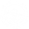 White-on-white logo of a circular design with text and shapes, mostly indistinct due to the white color.