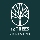 The logo for 12 trees crescent shows a tree in a circle.
