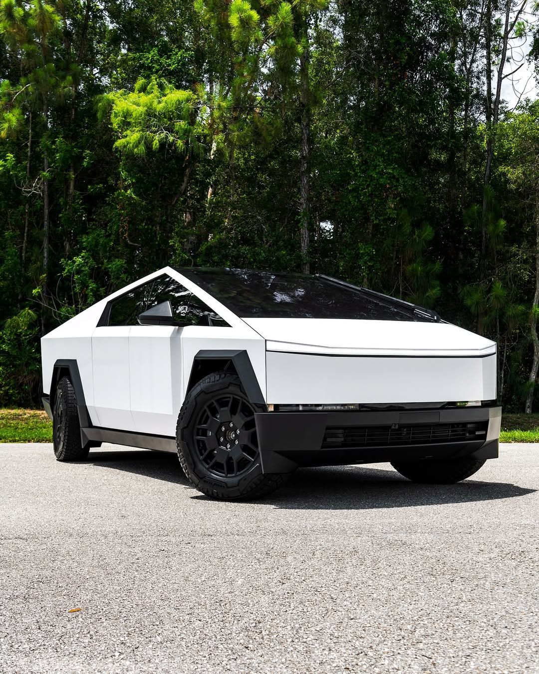 Electric vehicle with dark ceramic window tint parked outside in Naples