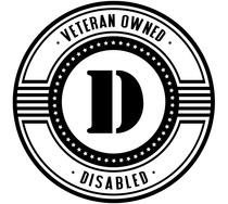 A black and white logo that says veteran owned disabled.