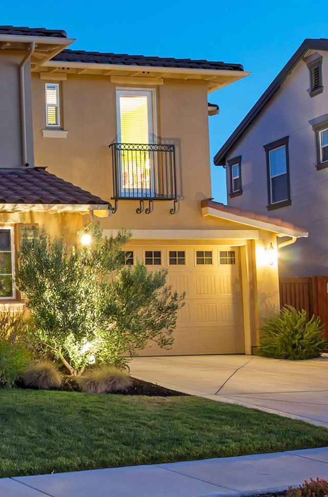 Front View of a Residential House at night
