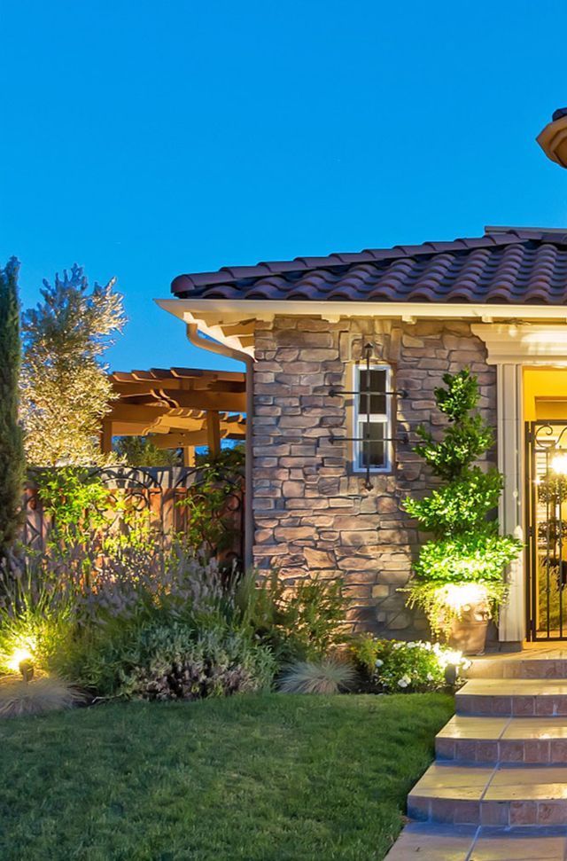 Front View of a Residential House at night