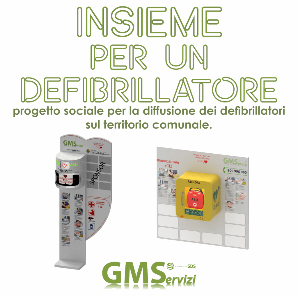 Post insieme per un defibrillatore