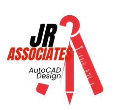 JR Associates AutoCAD Design logo with red compass and black-red text on white background