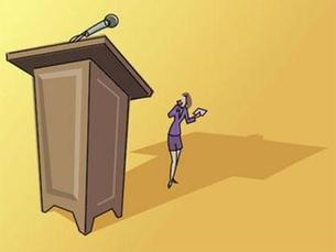 Woman scared of the big stage public speaking fear