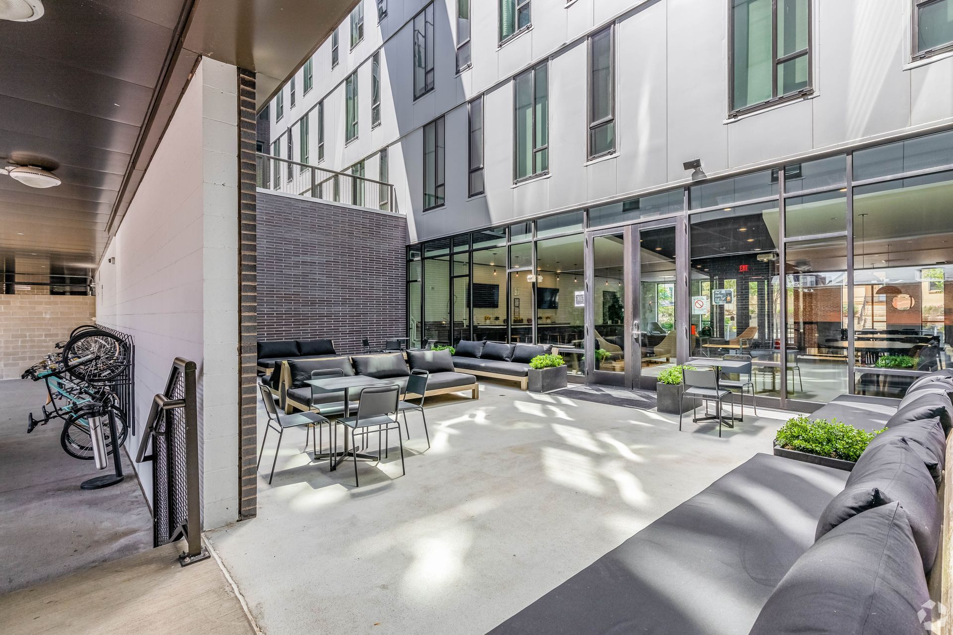 Modern, green lobby