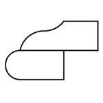 A black and white drawing of a shoe on a white background.