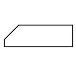 A black and white drawing of a rectangular shape on a white background.