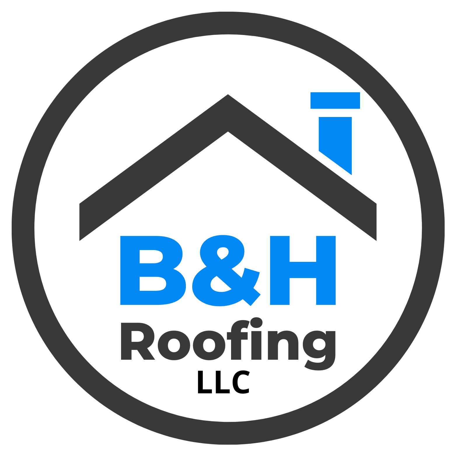 Logo for B&H Roofing LLC: A house silhouette with 