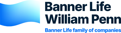 Banner Life William Penn logo with a blue wave graphic.
