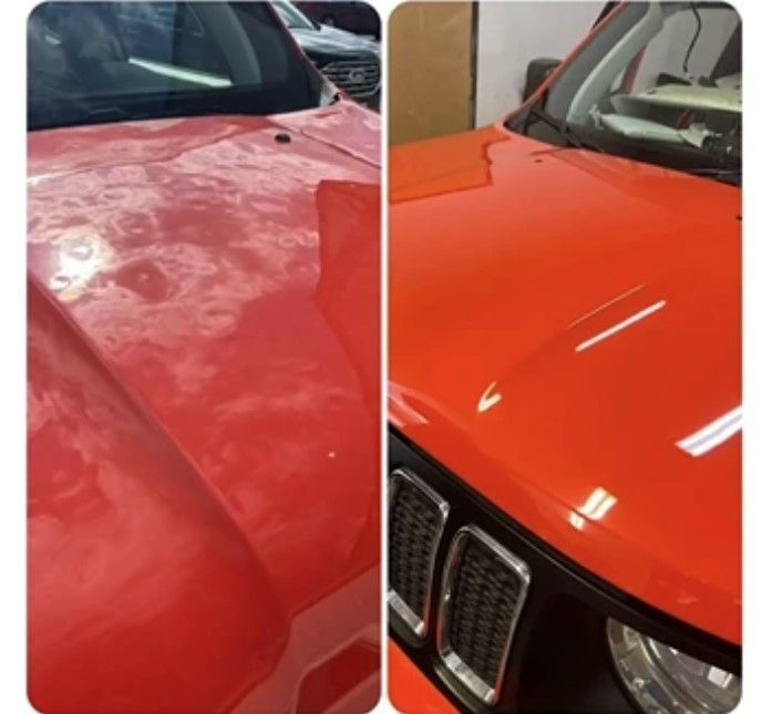 Before and after paintless dent repair