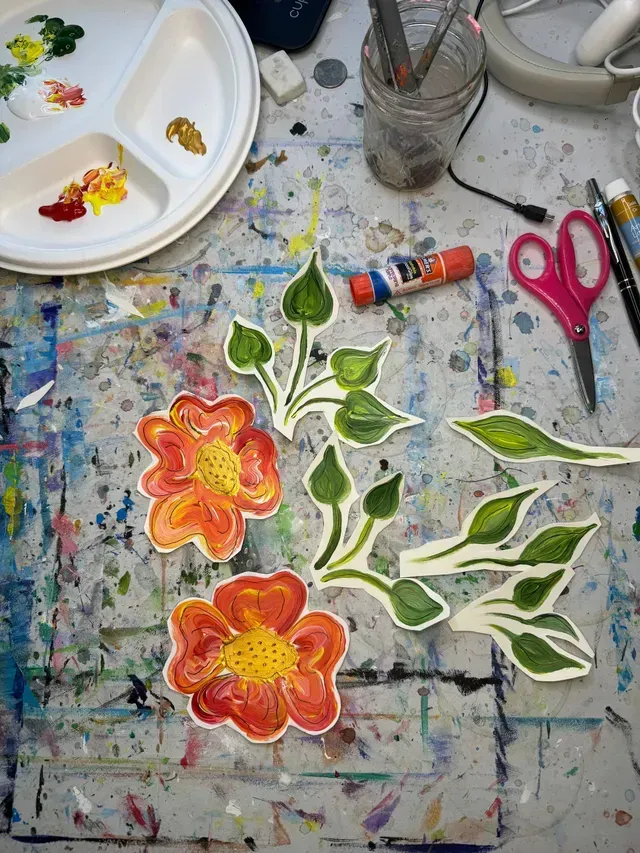 flower and leaves painting cut outs
