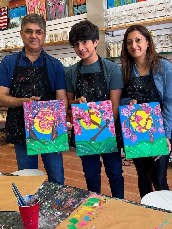 A painting of the aurora borealis over a lake