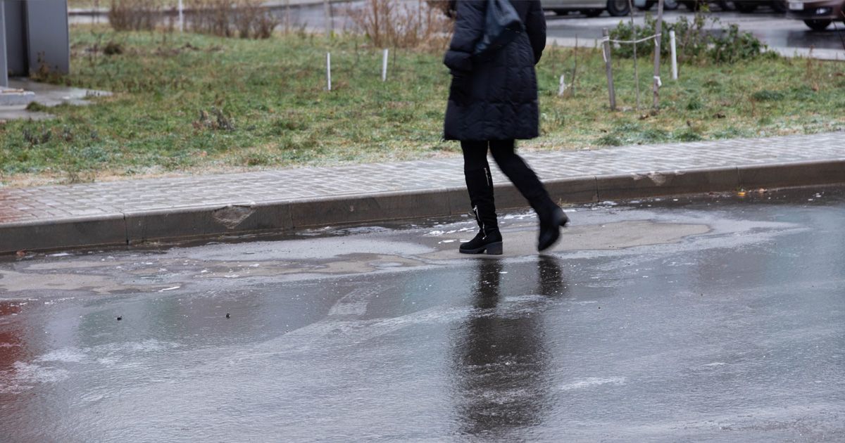 person walking on ice