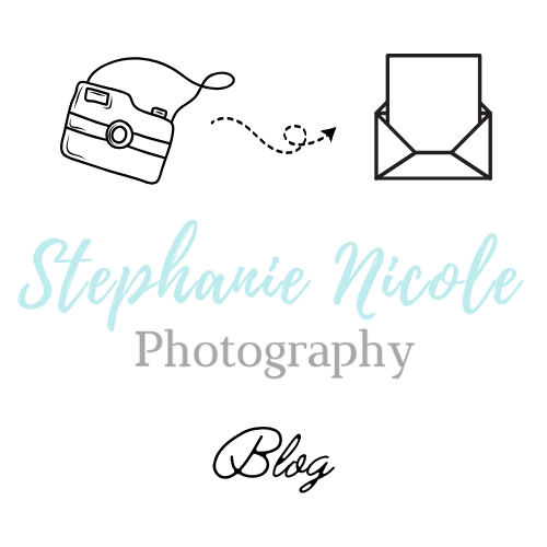 A logo for stephanie nicole photography with a camera and an envelope