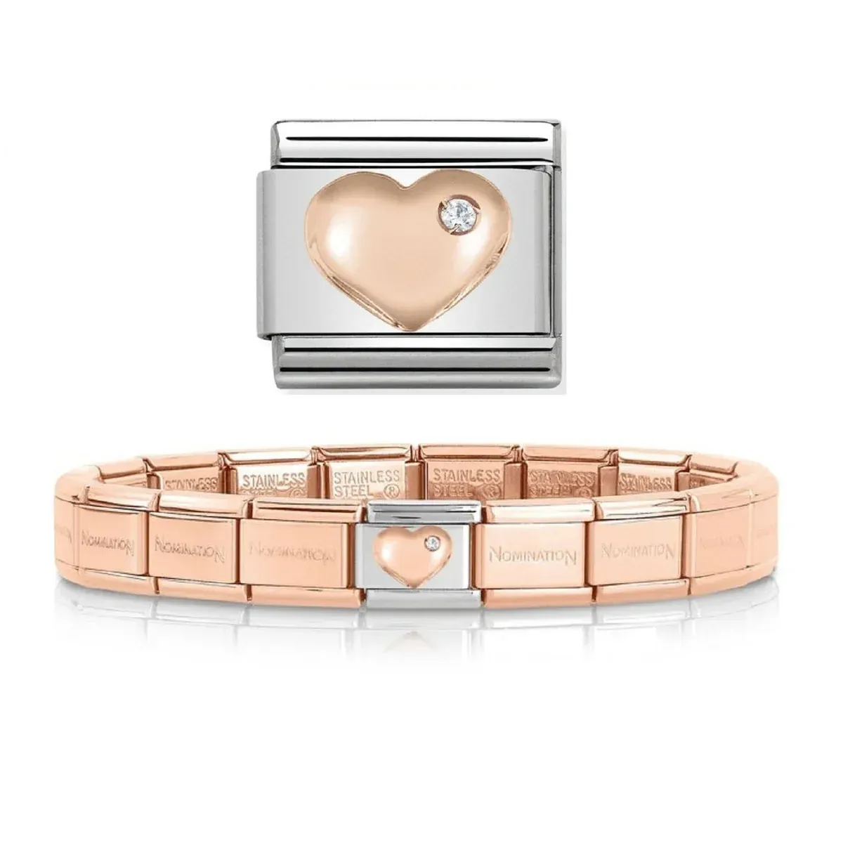 Nomination bracelet with heart logo & gem