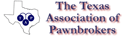 The logo for the texas association of pawnbrokers