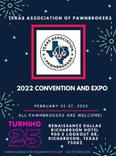 A poster for the texas association of pawnbrokers convention and expo