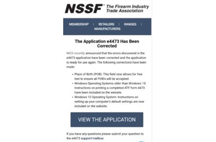 An email from the nssf the firearms industry trade association