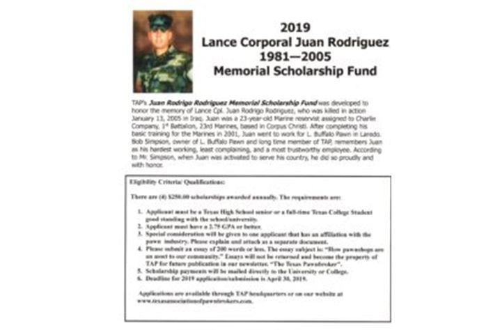 A memorial scholarship fund for lance corporal juan rodriguez