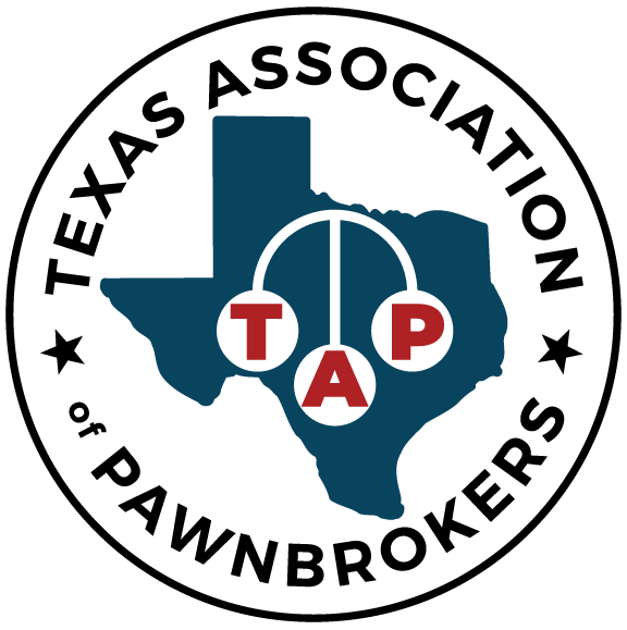 The logo for the texas association of pawnbrokers