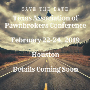 An advertisement for the texas association of pawnbrokers conference