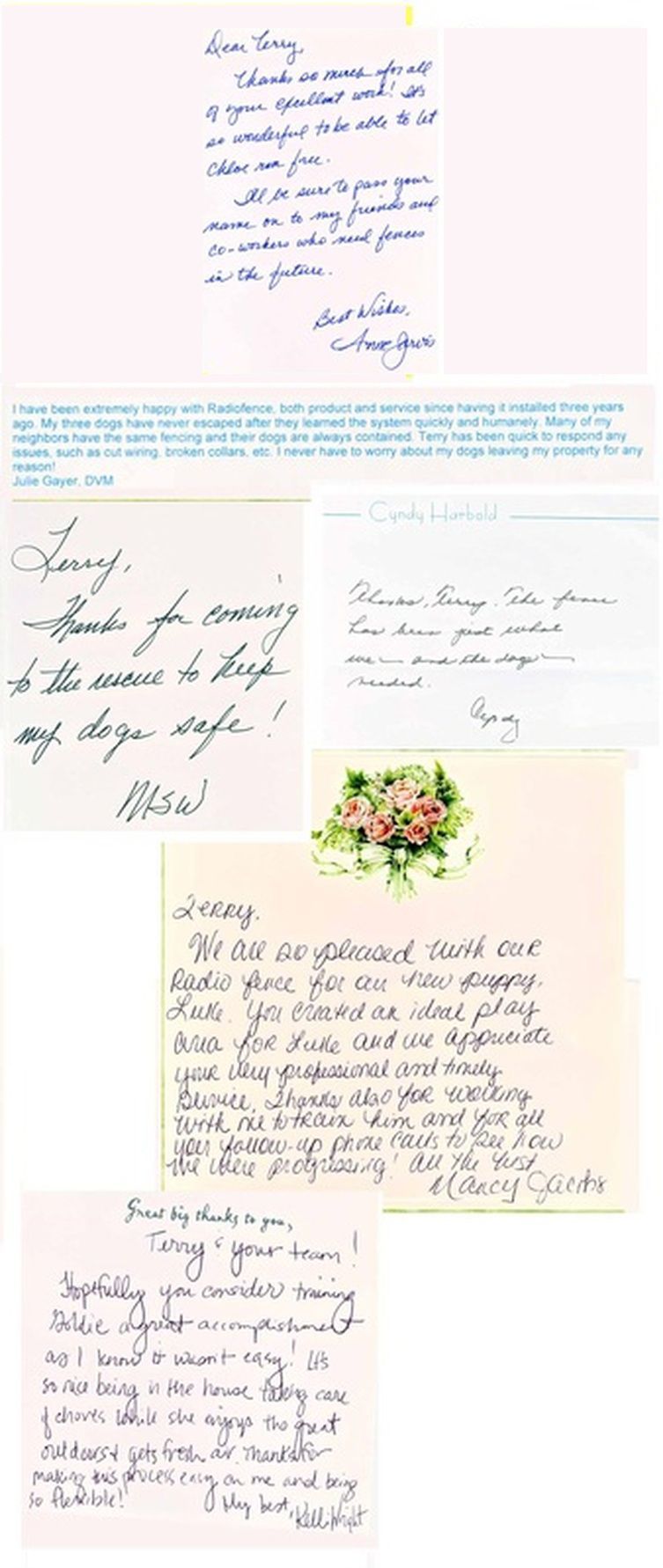 A collage of handwritten letters on a white background.