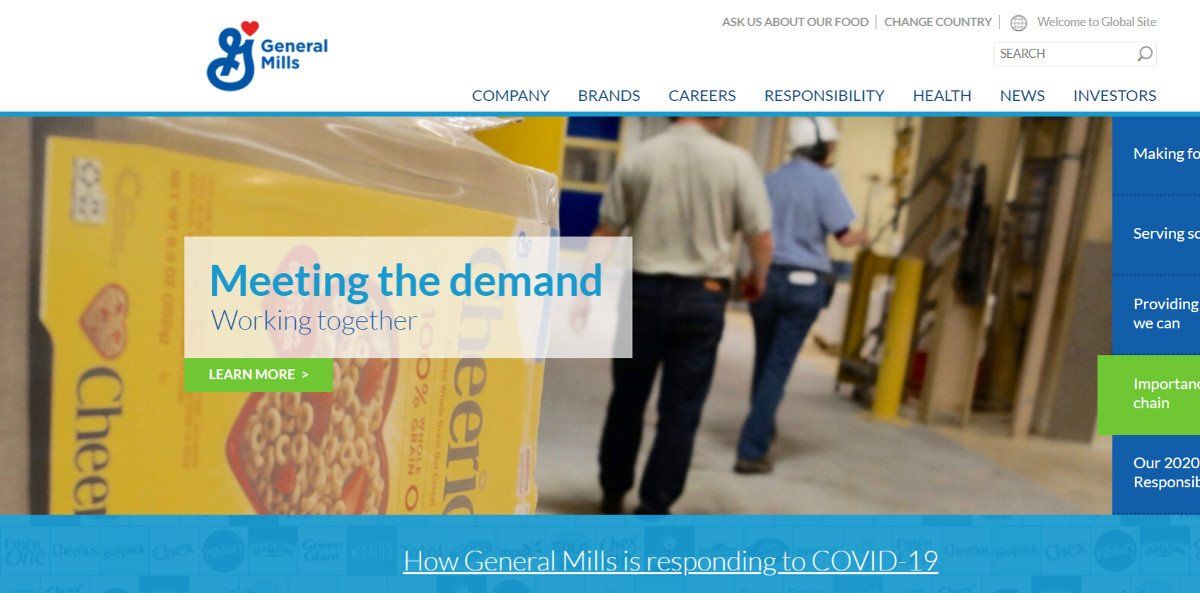 General Mills homepage