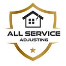 A logo for all service adjusting with a house and a star.