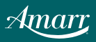 Amarr logo in white cursive font with teal background and a curved line under the text.