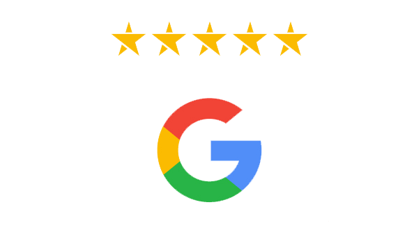 The google logo is surrounded by five stars on a white background.