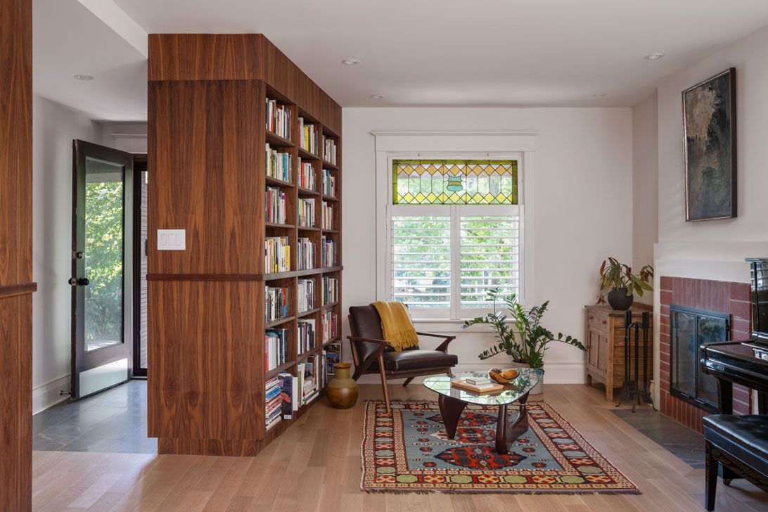 A living room with new home additions in the Upper Beaches of Toronto.