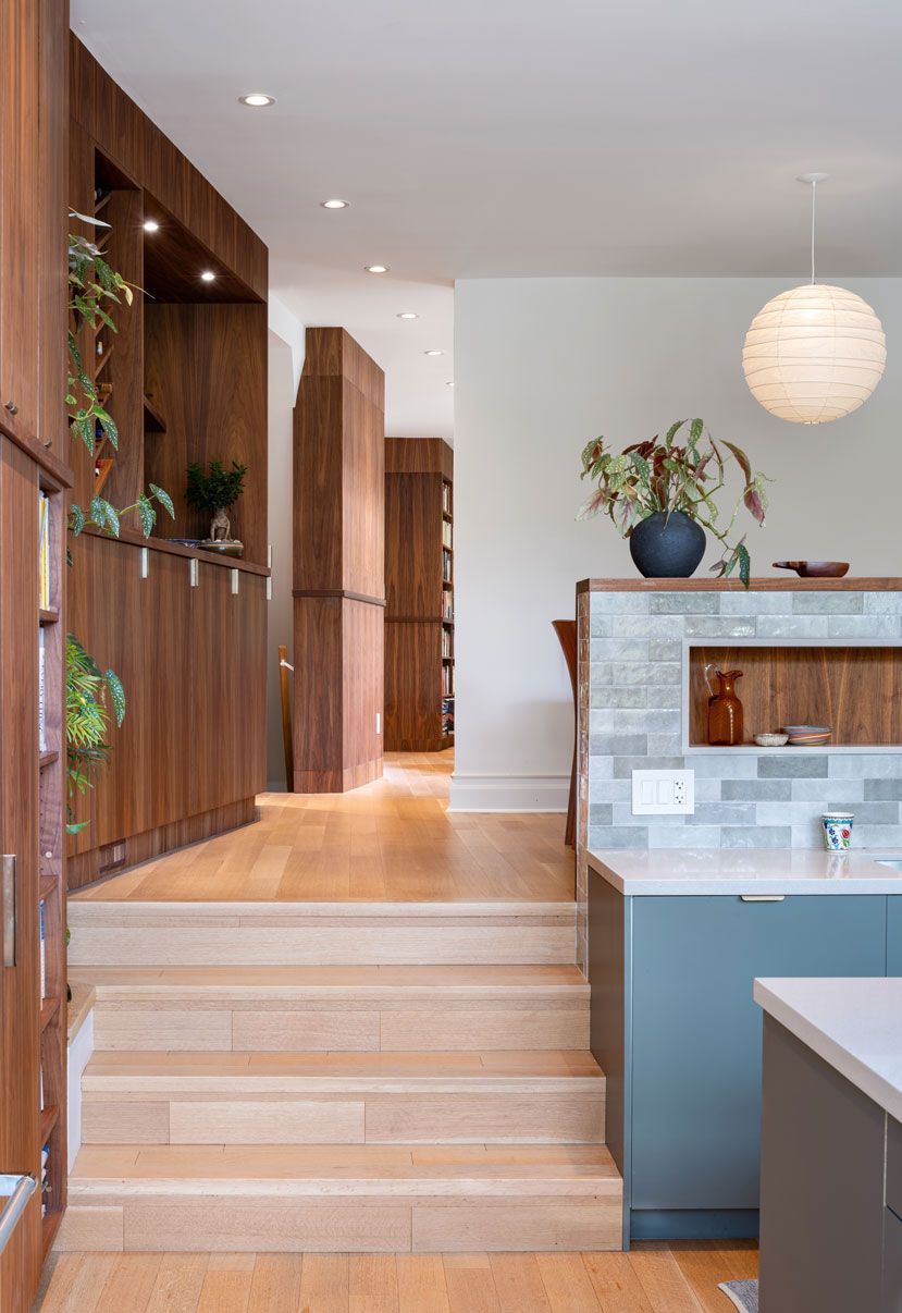 A kitchen addition with  custom wooden cabinets