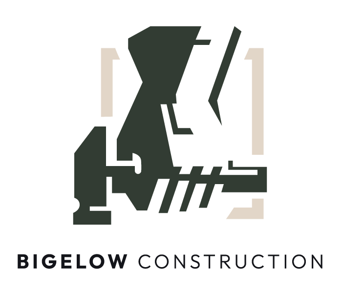 A logo for a construction company called biglow construction