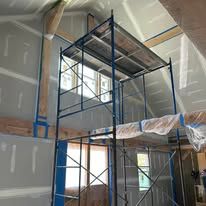 There is a scaffolding in the middle of the room.