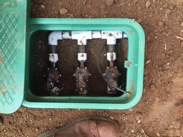 A person wearing blue gloves is cleaning a gutter on a roof.